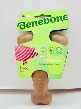 Benebone Small Wishbone Dog Toy - Bacon Flavor - NEW